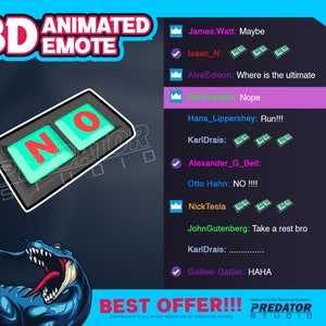 NO Keyboard 3D Animated Emote, Button Emote, Discord Emote, Animated Emote, Twitch Emotes, Bit Emote, Streamers Emote, Keyboard Emote,