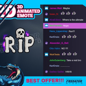 RIP Bone 3D Animated Emote, Emotes Twitch, Kick Emote, Emote Commission, Cartoon Emote, RIP Emote, Twitch Emote Pack, Discord Emotes
