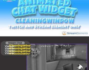 Animated Twitch Chat Widget: Cleaning Window StreamElements (GIF & MP4)