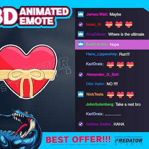 Love 3D Animated Emote, Heart Emotes, Twitch Emotes, Gift Emotes, Bit Emotes, Discord Emotes, Animated Emotes, Streamers Emotes,