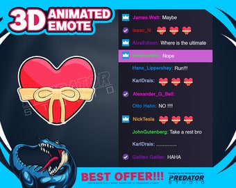 Emote d'amour animé 3D : cadeau coeur pour Twitch/Discord