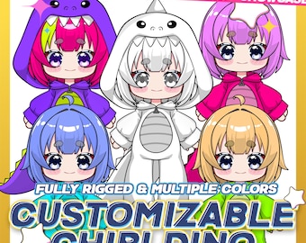 Customizable Chibi Dino VTuber Model | Fully Rigged Live2D Avatar for Streaming