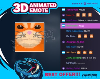 3D Animated Cat Emote: Twitch/Kick Streamer Design