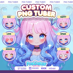 Custom Cute PNGTuber | PNGTuber | Custom PNG Tuber | PNG Character | Cute Character | Vtuber Commission | Gif Tuber | Veadomini