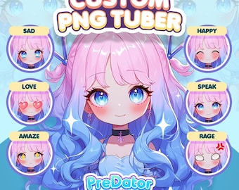 Custom Cute PNGTuber | PNGTuber | Custom PNG Tuber | PNG Character | Cute Character | Vtuber Commission | Gif Tuber | Veadomini