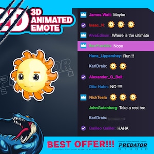 Cool Sun 3D Animated Emote, Grappige Emotes, Geanimeerde Emotes, Chibi Emote, Emotes Commission, Kick Emote, Schattige Emote, Cartoon Emotes
