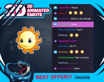 Cool Sun 3D Animated Emote, Funny Emotes, Animated Emotes, Chibi Emote, Emotes Commission, Kick Emote, Cute Emote, Cartoon Emotes