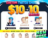 Custom Twitch Emotes Bundle | 10 Personalized Emotes for Stream and Discord