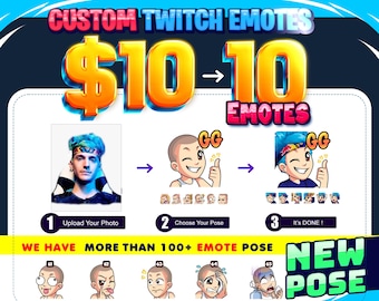Custom Twitch Emotes Bundle | 10 AI Generated Emotes | Stream and Discord