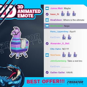 Llama 3D Animated Emote, Cute Emotes, Twitch Emote Pack, Kick Emote, Emote Commission, Funny Emotes, Emotes Twitch, Stream Emote Twitch