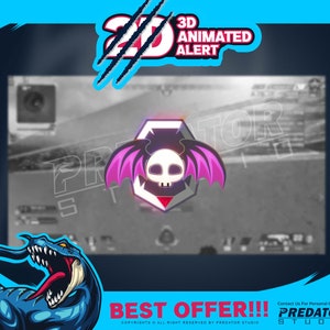 3D Animated Alert Skull Bat,  Stream Alerts, Animated Alerts, Alerts Twitch, Subscriber Alert, Horror Alert, Game Alert, Streamer Alerts