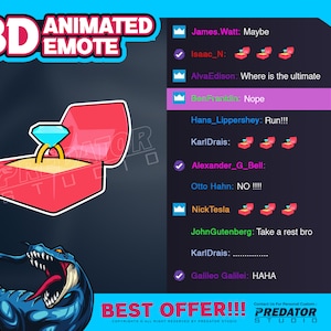 3Dアニメーションリングボックスエモート：Twitch/Discordストリーマーギフト