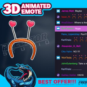 3D Animated Emote, Emote Commission, Virtual Emote, Kick Emote, Discord Emote, Game Emote, Twitch Emote Pack - Valentine Headband 3D Emote