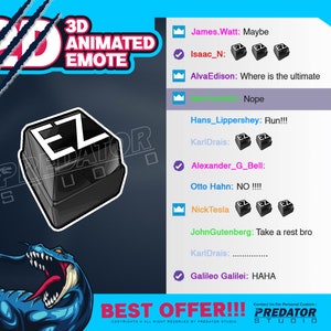 Button Ez 3D Animated Emote V2, Emote Commission, Twitch Emotes Funny, Twitch Emote Pack, Game Emote, Animated Emotes, Kick Emote