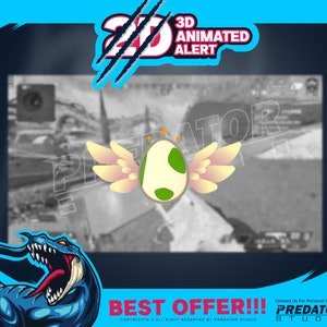 3D Animated Alert Egg Wings, Twitch Alerts, Animated Alerts, Alerts For Twitch, Game Alert, Twitch Cheer Alerts, Streaming Alert, Cute Alert