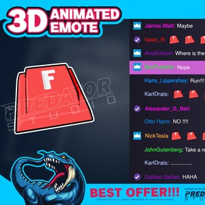3D Animated Emote, Kick Emote, Emote Commission, Twitch Emote Pack, Twitch Chat Emote, Streamer Emotes - Red F Button 3D Animated Emotes