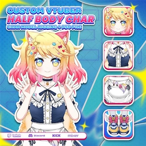 Custom Anime VTuber Live2D Half-Body Model with Rigging