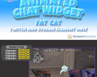Sobreposição de widget de bate-papo animado do Twitch Fat Cat para StreamElements