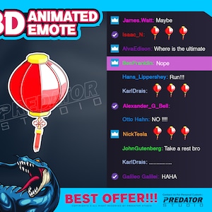 Animated Emote, Discord Emotes, Emote, Kick Emote, Streamer Emotes, Emote Twitch, Lantern Emote - Chinese Lantern 3D Animated Emote
