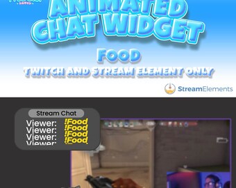 Widget de bate-papo animado do Twitch sobre comida: sobreposição StreamElements