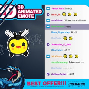 Fröhliche Biene 3D Animiertes Emote, Animierte Emotes, Kick Emote, Twitch Chat Emote, Gif Emotes, Emote, Tier Emotes, Niedliche Emotes, Glückliche Emotes