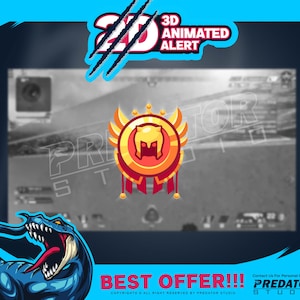 May include: A black and white image of a video game screen with a gold and red shield icon in the centre. The shield has a warrior helmet inside. The text "PREDATOR STUDIO" is visible at the bottom of the image. The text "BEST OFFER!!!" is visible at the bottom of the image.