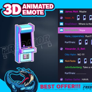 3D アニメーション エモート、キック エモート、Twitch チャット エモート、エモート コミッション、クールなエモート、Discord エモート - アーケード ゲーム 3D アニメーション エモート