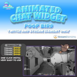 Twitch Animated Chat Widget Poop Bird V2: Fun Addition for Twitch and StreamElements - Poop Bird Widget, Animated Chatting, Twitch Widget