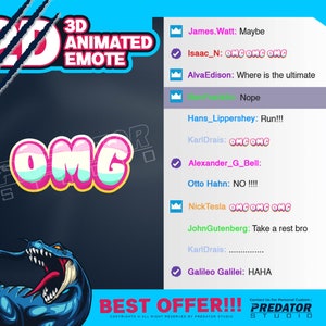 OMG 3D Animated Text Emote V1, Text Emotes, Emotes Twitch, Emote Commission, Animated Emotes, Cool Emotes, Cute Emotes, Twitch Emotes Pack