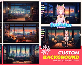 Custom Vtuber Background: Unique Streaming Scene (MP4 & PNG)