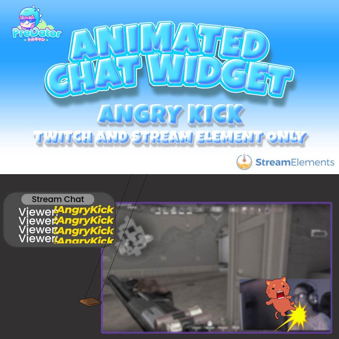 Animated Twitch Chat Widget: Streamelements Angry Kick Overlay - Etsy