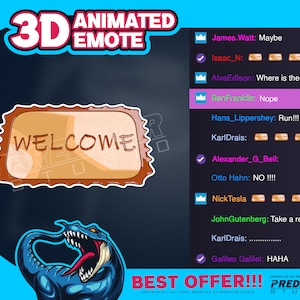 3D Animated Emote, Cute Emotes, Twitch Emote Pack, Gaming Emotes, Discord Emotes, Kawaii Emote, Twitch Emote - Welcome 3D Emote