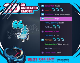 GG Chair Gaming 3D Animated Emote, Twitch Emote, Kick Emote, GG Emotes, Gaming Emotes, Game Emotes, Emotes Commission, Streamer Emotes