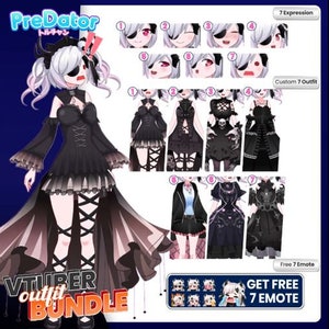 Customizable Gothic Vtuber Eclipse Enigma: Mysterious Live2D Model with 7 Dark Fantasy Clothes & Enchanting Animations