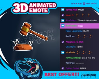 Judge Gavel 3D Animated Twitch Emote: Streamer Design