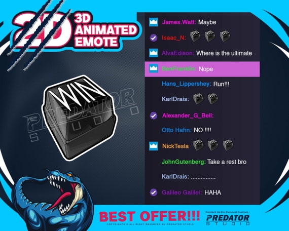 Button WIN 3D Animated Emote Discord Emote Kick Emote 