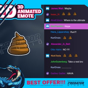 Poop 3D Animated Emote, Emote Commission, Kick Emote, Cartoon Emotes, Discord Emotes, Twitch Emote Packs, Twitch Emote, Streamer Emotes