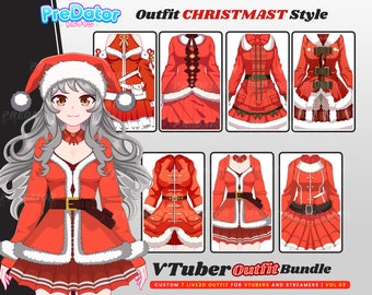 Joyeuses fêtes de Noël Vtuber : modèle Live2D scintillant avec tenues festives 7 élégantes et magie hivernale