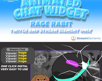 Widget de bate-papo animado do Rage Rabbit: sobreposição de elementos de transmissão do Twitch