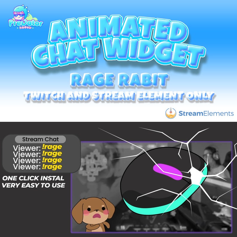 Rage Rabbit Animated Chat Widget: Twitch Streamelements Overlay - Etsy