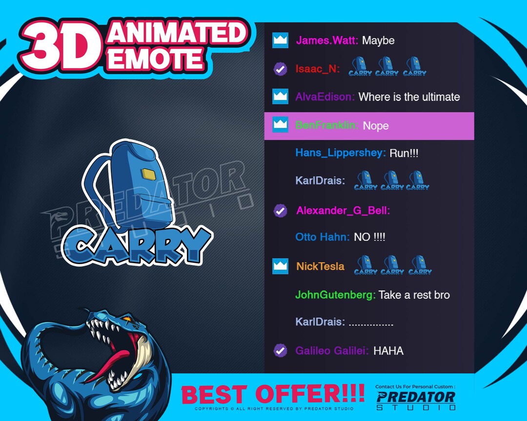 3D Animated Bag Carry Emote: Twitch/kick Streamer Emotes - Etsy
