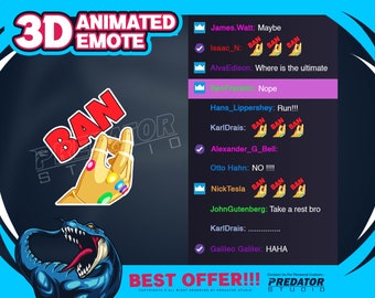BAN Thannos 3D Animated Emote, Twitch Emote, Kick Emote, Discord Emote, Emote Commission, Cartoon Emote, Text Emotes, Streamer Emotes