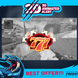 3D Animated Alert 777 Cards, Donation Alert, Game Alert, Twitch Alerts, Animated Alerts, Stream Alerts, Streamlabs Alerts, Twitch Alert Pack