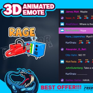 3D Animated Emote, Twitch Emote, Kick Emote, Animated Emotes, Twitch Chat Emotes, Twitch Sub Emotes - Rage Chainsaw TV Emote