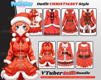 Vtuber magique de Noël de renne : charmant modèle Live2D avec bois des Fêtes et 7 tenues d'hiver