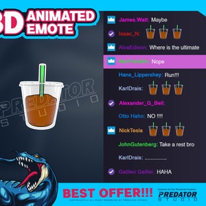 Trinken Sie 3D animiertes Emote, Emote Twitch, Kick Emote, Kaffee Emotes, Emote Kommission, Spiel Emote, Chibi Emote, Cartoon Emotes, niedliche Emotes