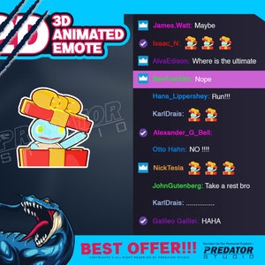 Geschenkbox 3D animiertes Emote, animierte Emotes, Kick Emote, Emotes Kommission, Gif Emotes, Stream Emotes, Twitch Emote Packs, Chibi Emote