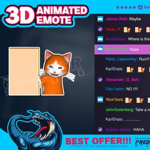 3D Animated Emote, Twitch Emote, Emote Commission, Kick Emote, Twitch Sub Emotes - Clawing Cat Animated Emote for Twitch, Discord, YouTube