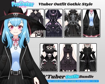 Gothic Live2D Vtuber-avatar: volledig opgetuigd Dark Fantasy-model