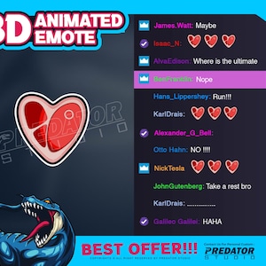Meat Love 3D Animated Emote, Emote Commission, Gif Emotes, Twitch Emote Pack, Heart Emote, Love Emote, Cartoon Emotes, Kick Emote